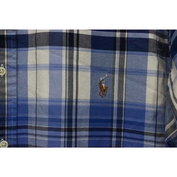 Ralph Lauren Mens 3XLT Button Up Short Sleeve Plaid Shirt Classic Fit Blue - Picture 3 of 6